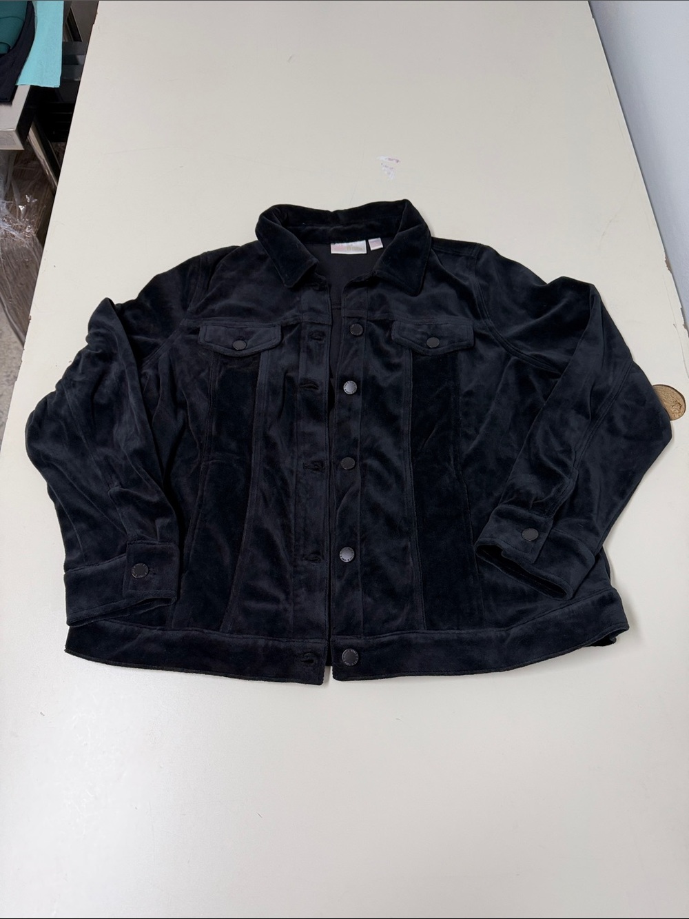 Belle by Kim Gravel Black Velour Jean Jacket